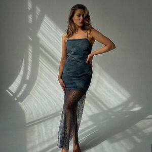 BLOGGERS FAVE NWT Zara Limited Edition Lace Trim Denim Dress Festival Concert L